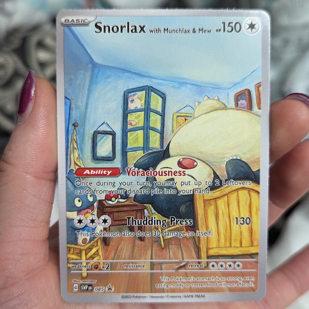 POKEMON CUSTOM FAN MADE CARD - Snorlax with Munchlax & Mew- Van Gogh Style